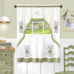 Lavender Embroidered Tier and Swag Curtain Set
