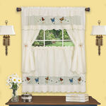 Butterfly Embellished Cottage Curtain Set
