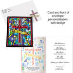 Personalized Stained Glass Cross Christmas Cards, Set of 20