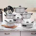 17-Pc. Deluxe Stainless Steel Cookware Set by Home Marketplace