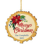 Personalized Merry Christmas Wood Slice Ornament