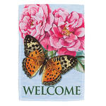 Welcome Butterfly & Peony Garden Flag