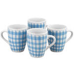 Blue Gingham Mugs, Set of 4 by William Roberts