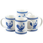 Blue Rooster Mugs, Set of 4 by William Roberts