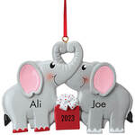 Personalized Kissing Elephants Ornament