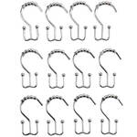 Stainless Steel Double Shower Curtain Hooks,Set of 12