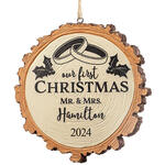 Personalized Our First Christmas Resin Wood Slice Ornament