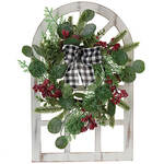 Christmas Window Frame with Eucalyptus Wreath