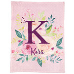 Personalized Watercolor Floral Initial Children's Blanket