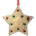 Personalized Goldtone Star with Gems Ornament