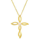 Freshwater Pearl Twist Cross Necklace
