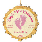 Personalized Baby's First Christmas Footprint Wood Slice Ornament