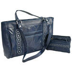 Patch Leather Bag and Wallet Set