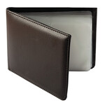 Leather Bi-Fold Wallet with Pockets and Clear Sleeves
